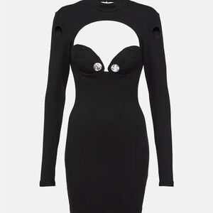 AREA NYC CRYSTAL DRESS BLACK CUT OUT MINI DRESS NWT
